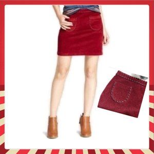 Mossimo corduroy velvety studded skirt front pockets cotton stretch